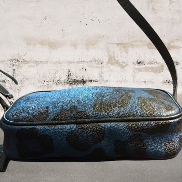 Coach Ocelot Cheetah Black and Blue Mini Crossbody Bag - Picture 6 of 8
